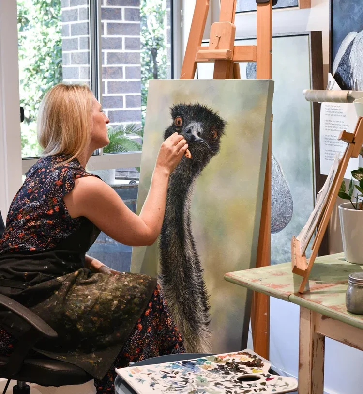 Artist Pip Hanbury working on her upcoming Mosman art exhibition
