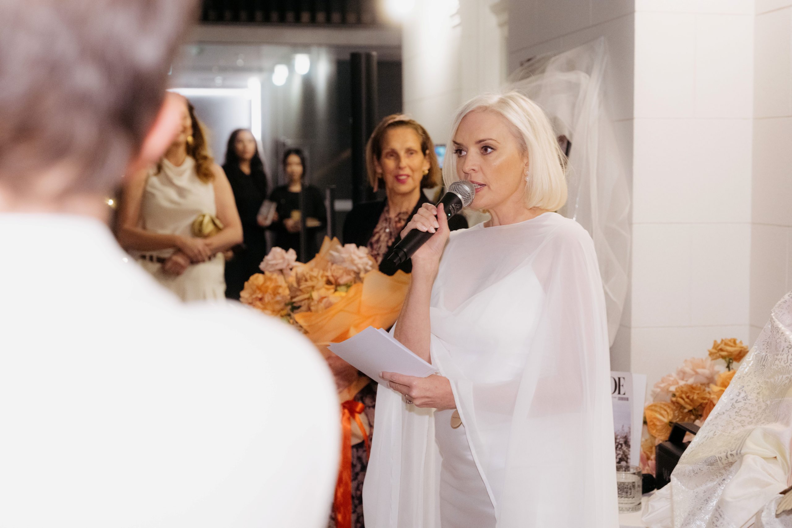 Kate Branch from Mosman Bride magazine speaking at the launch in event with Councillor Carolyn Corrigan in attendance